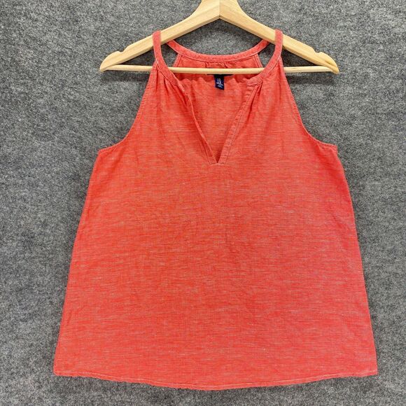 Gap Top Women XS Red Sleeveless V Neck Linen A-Line Regular Casual Lounge Blouse - Picture 1 of 11